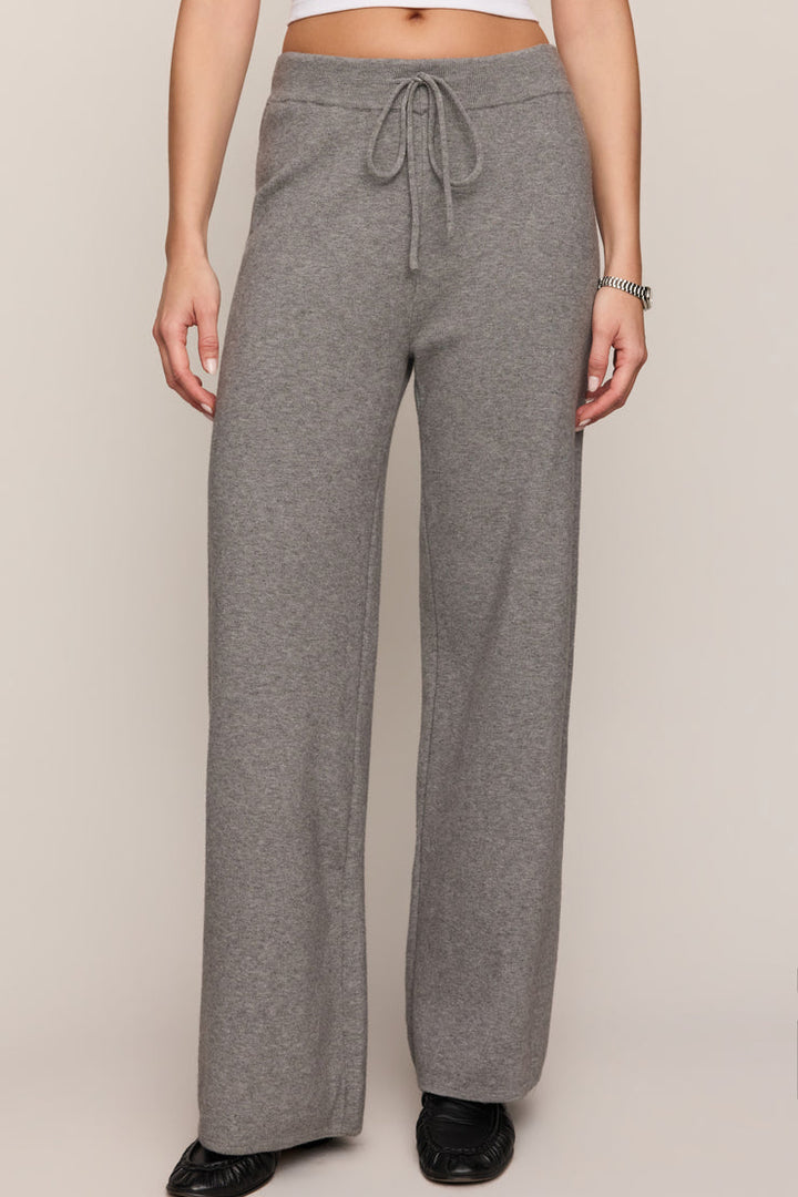 Z Supply: Take It Easy Wide Leg Sweater Pant - Classic Heather Grey