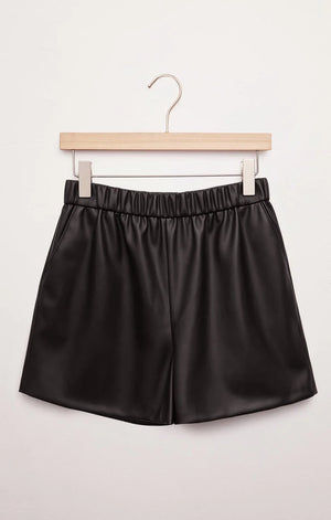 Z Supply: TIA FAUX LEATHER SHORT - Black