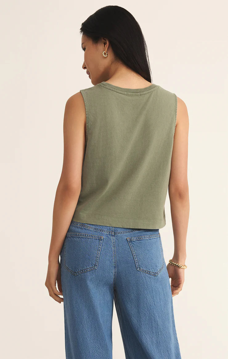 Z Supply: Sloane Cotton Jersey Tank Top- Avocado