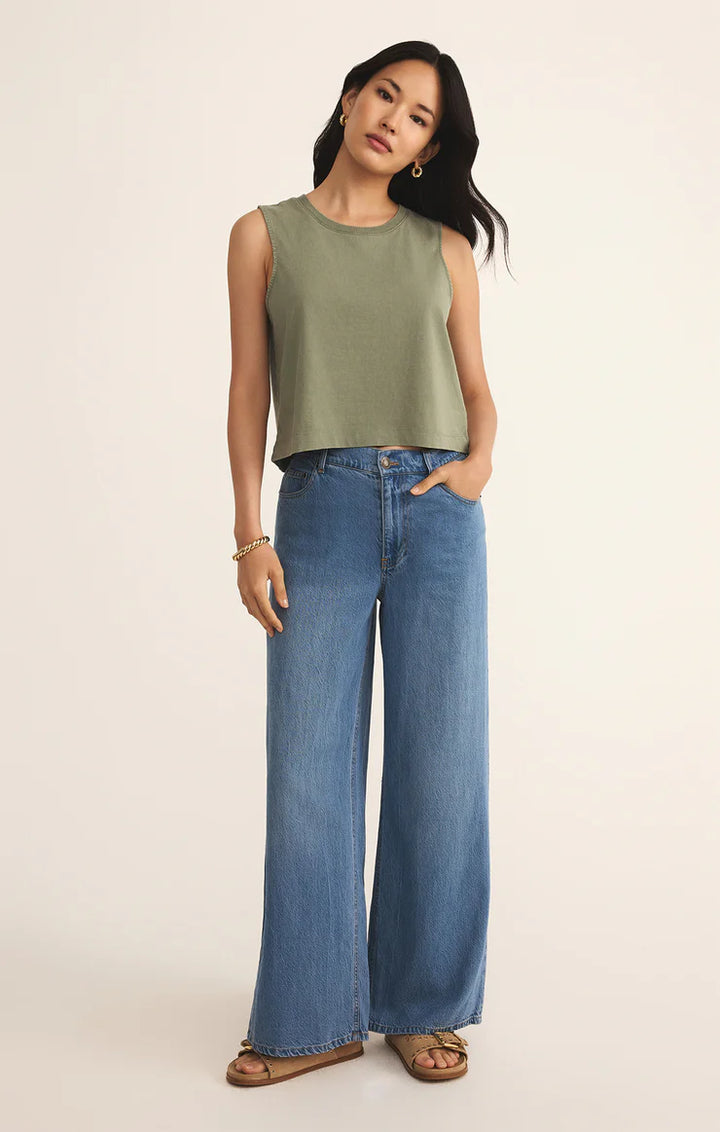 Z Supply: Sloane Cotton Jersey Tank Top- Avocado