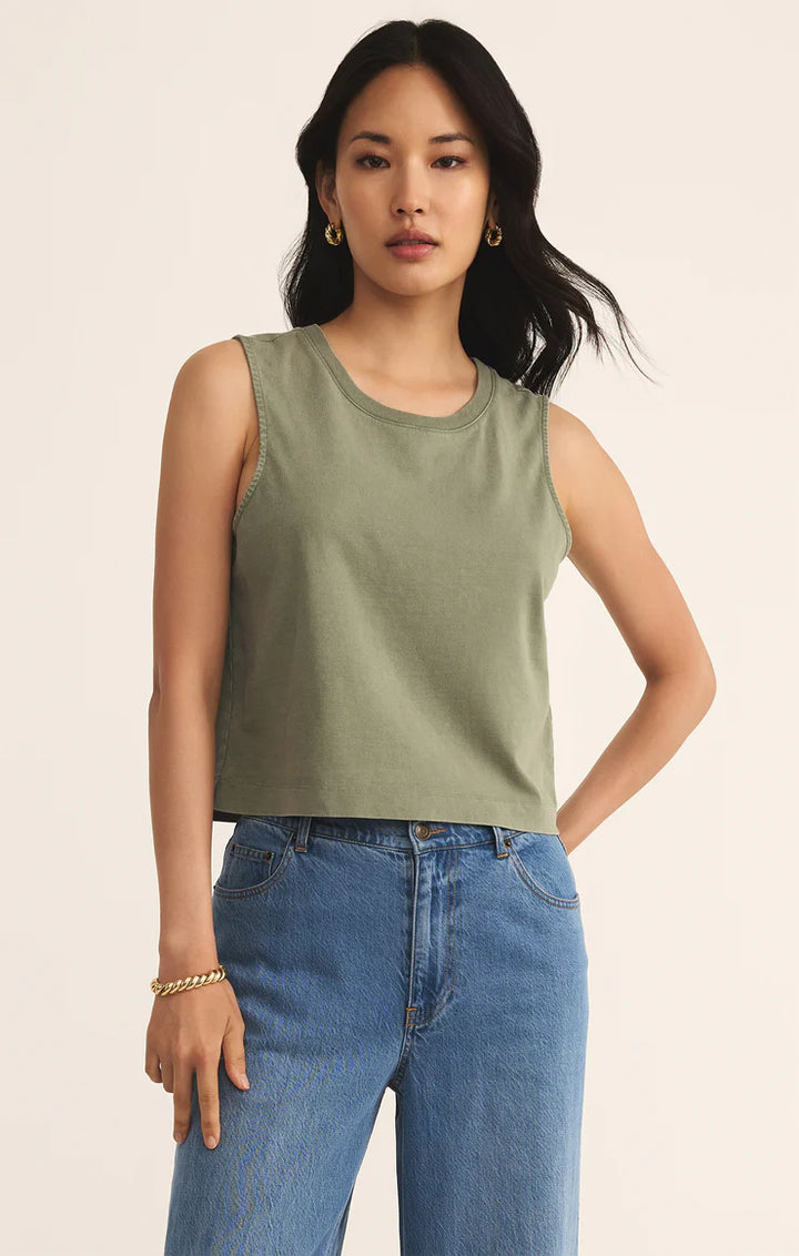 Z Supply: Sloane Cotton Jersey Tank Top- Avocado