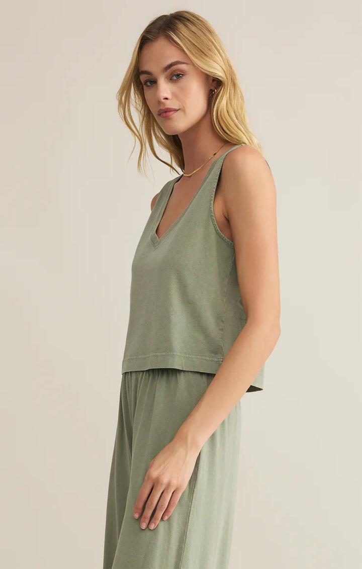 Z Supply: Sloane V-Neck Top- Avocado