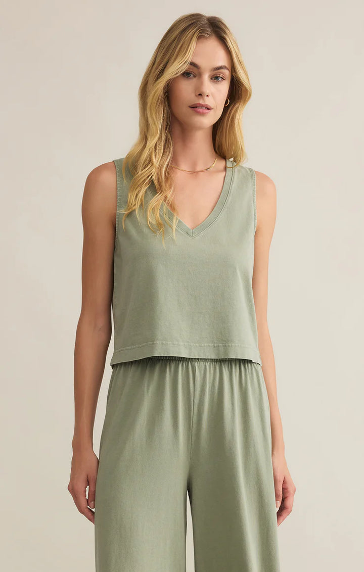 Z Supply: Sloane V-Neck Top- Avocado