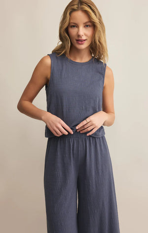 Z Supply: Sloane Textured Slub Tank - Worn Blue