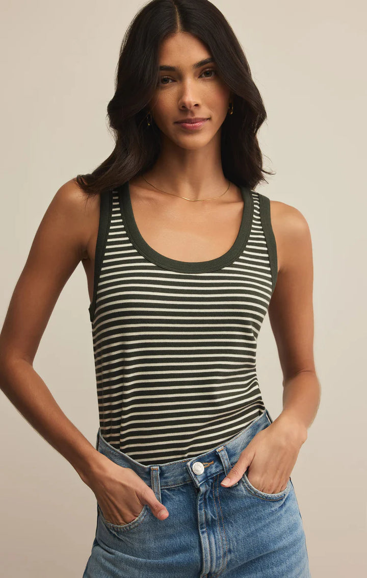 Z Supply: Elin Rib Tank - Dark Agave
