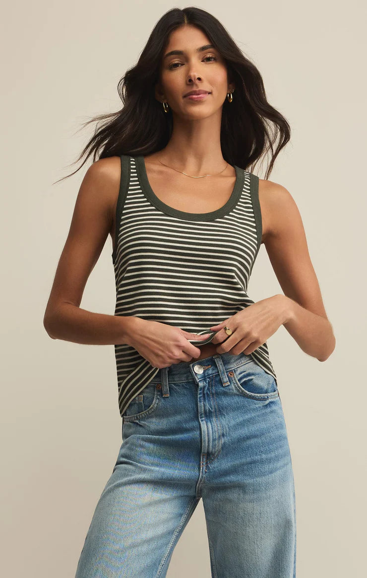 Z Supply: Elin Rib Tank - Dark Agave
