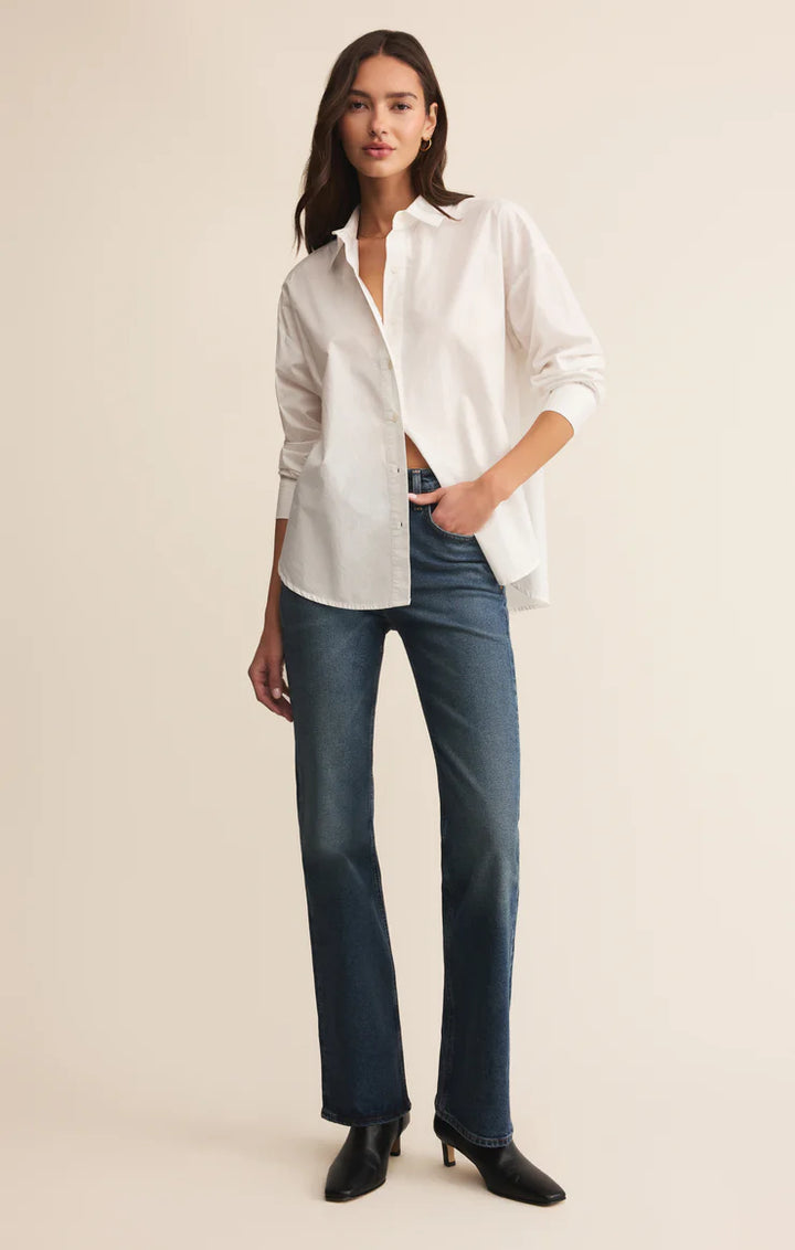 Z Supply: Elevated Poplin Button Shirt - White