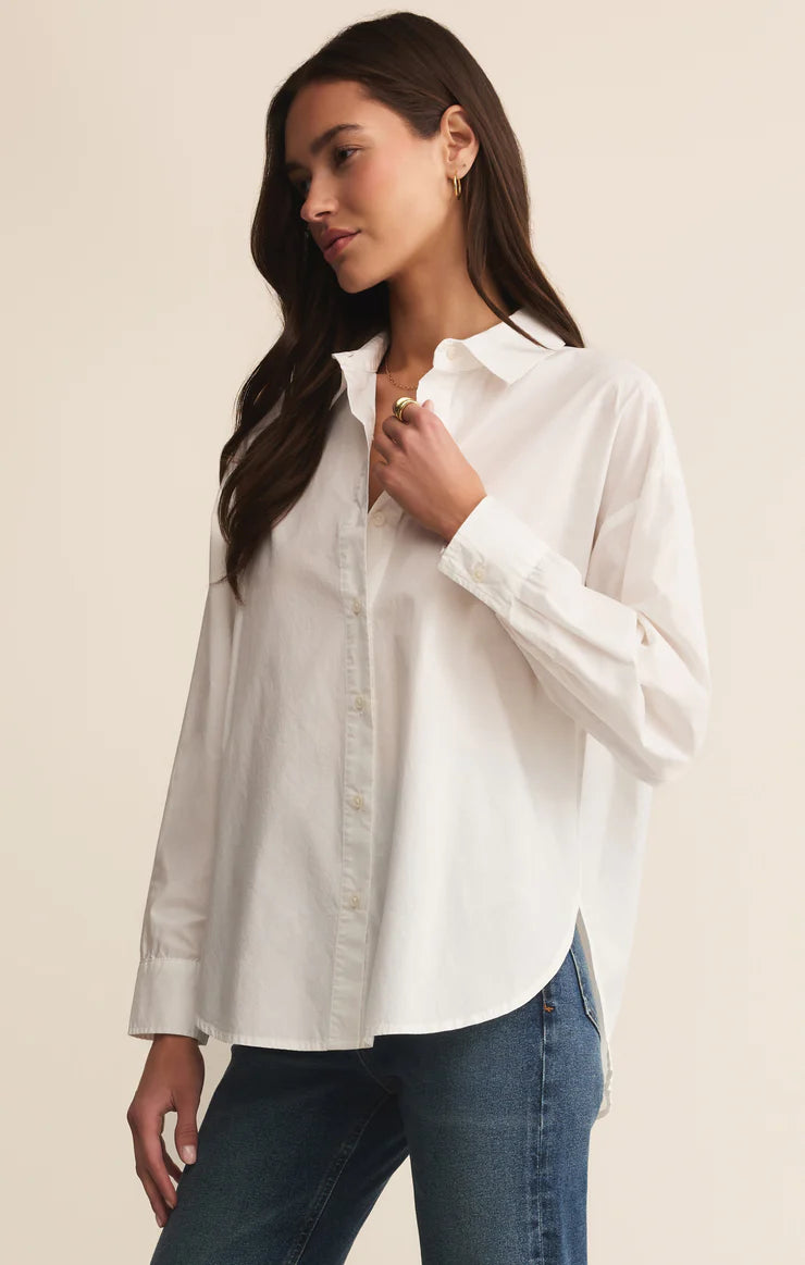 Z Supply: Elevated Poplin Button Shirt - White