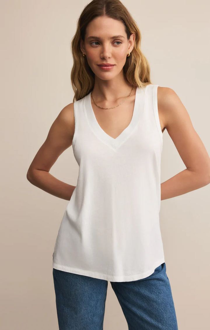 Z Supply: Californian V-Neck Tank - White