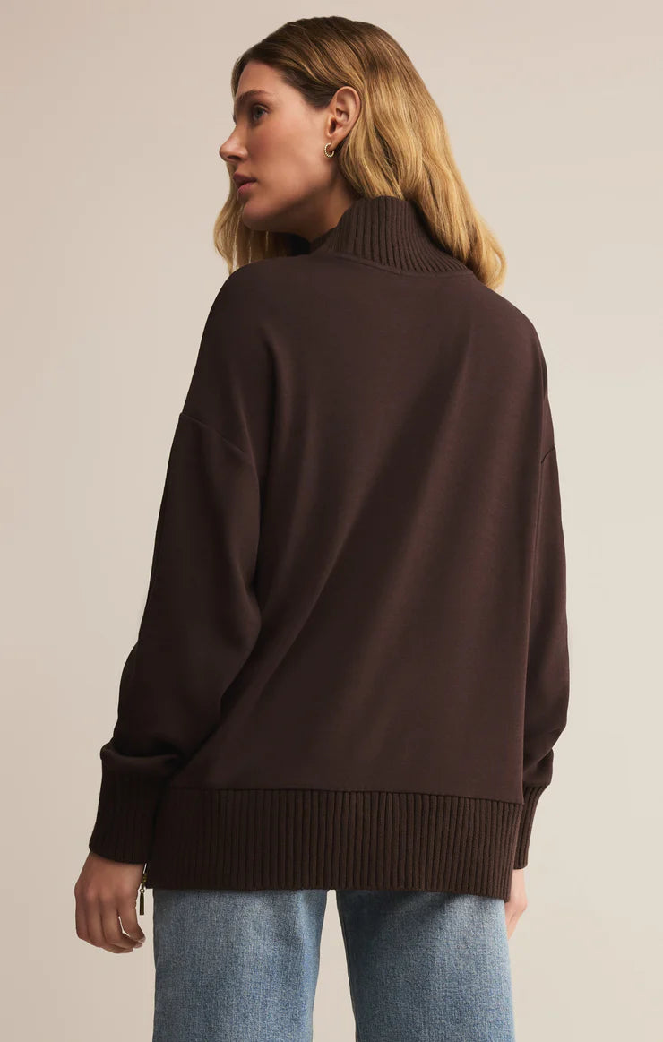 Z Supply: Sable Luxe Mock Neck Top - Cholcolate