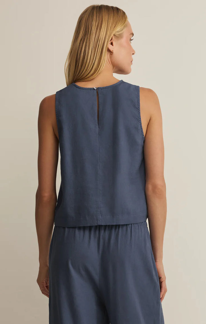 Z Supply: Sloane Linen Top - Vintage Indigo
