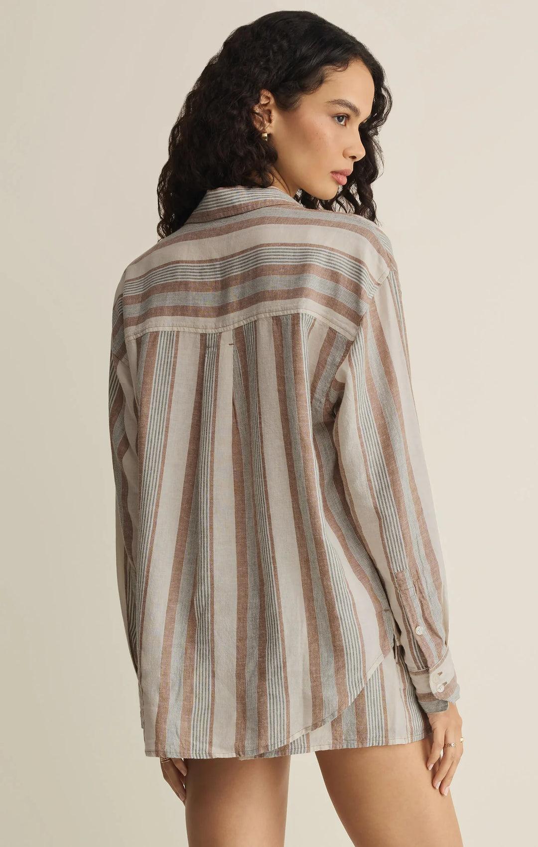 Z Supply: The Perfect Striped Button Up Island Coconut