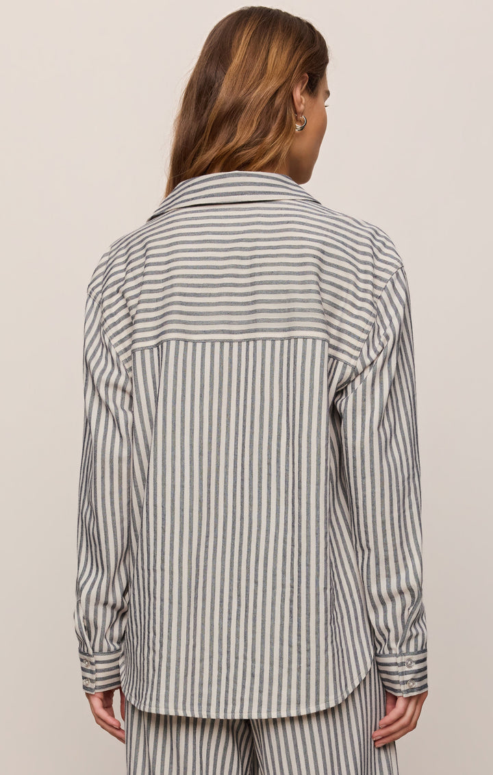 Z Supply: Reese Button Up Stripe Top - Eclipse