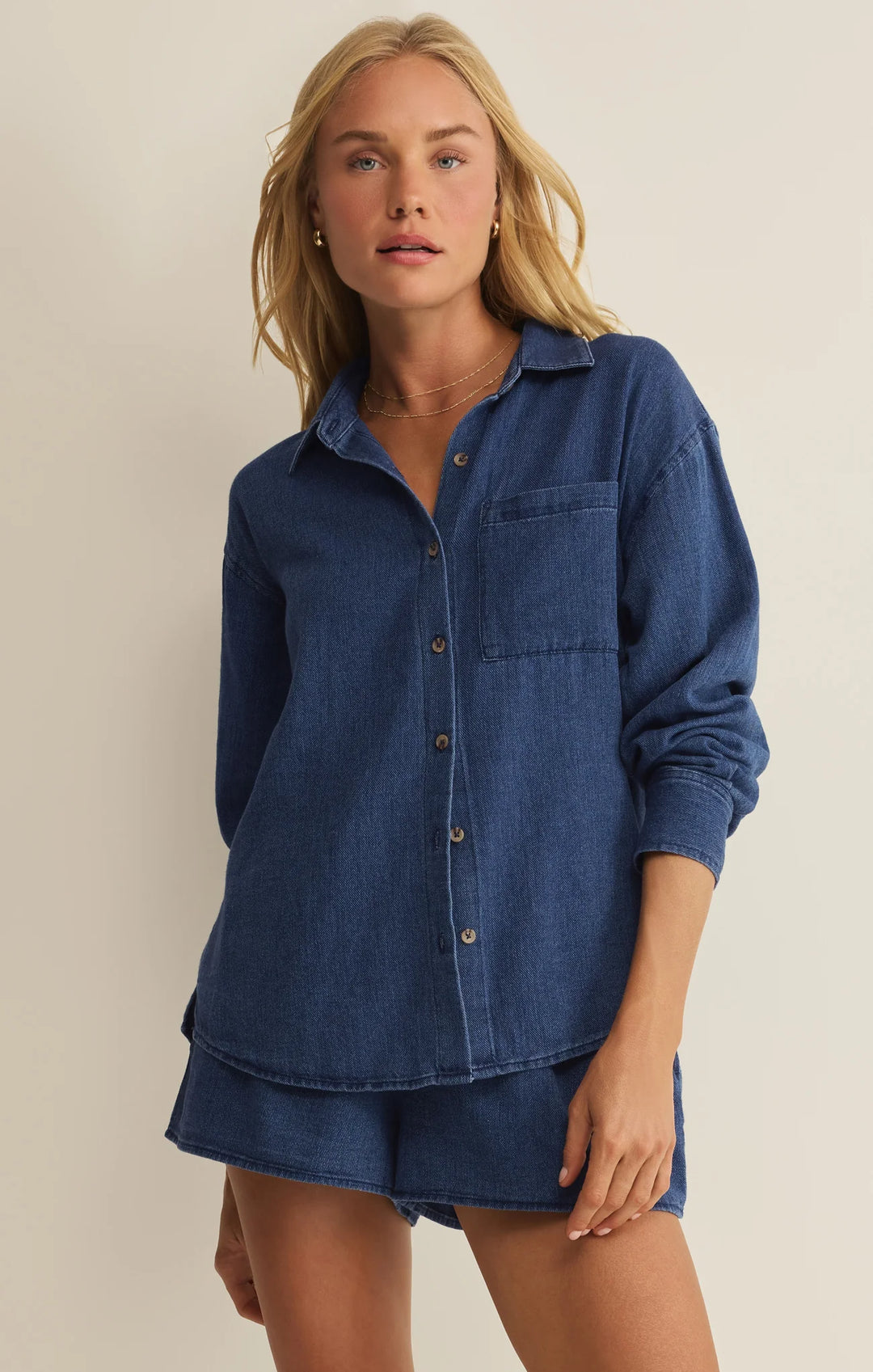 Z Supply: The Perfect Twill Button Up Twilight Blue
