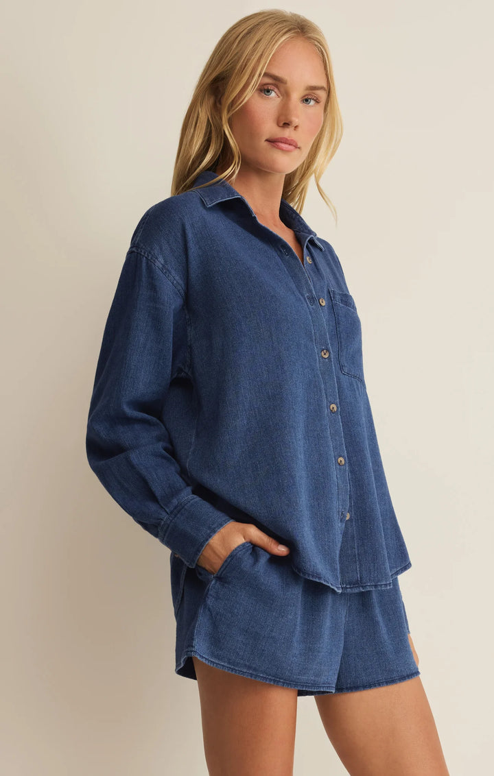 Z Supply: The Perfect Twill Button Up Twilight Blue
