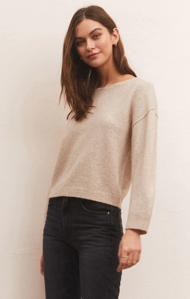 Z Supply: EVERYDAY PULLOVER SWEATER - Light Oatmeal Heather