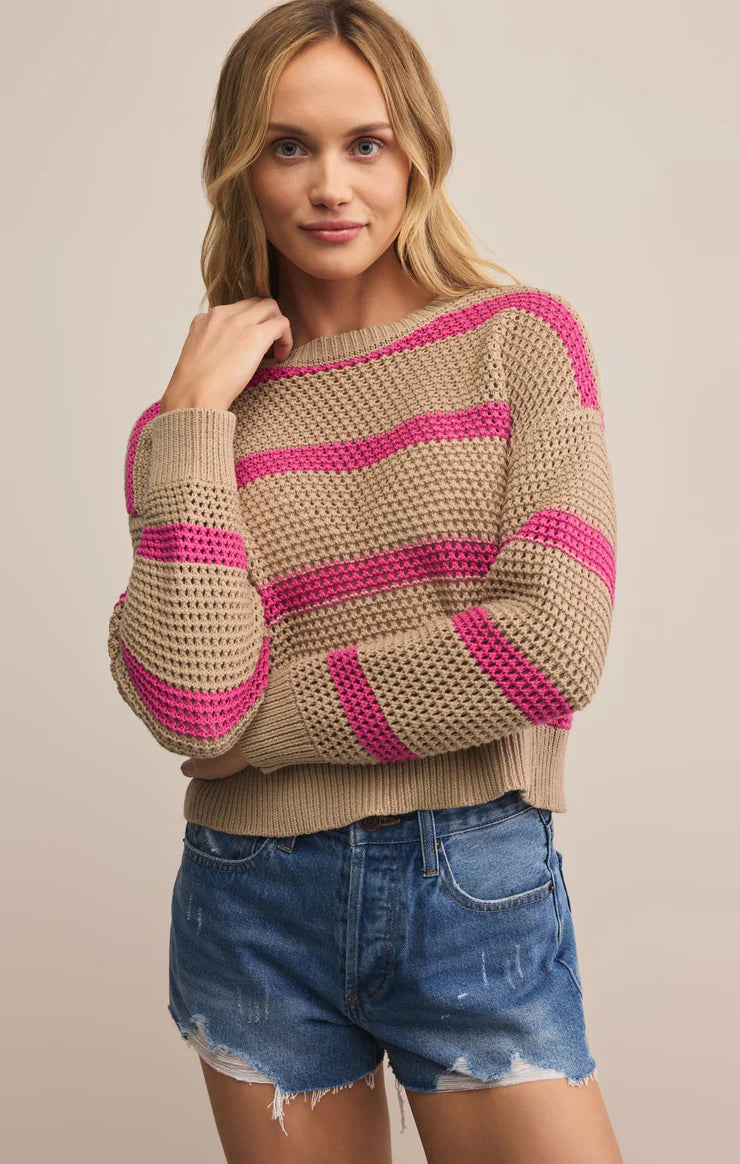 Z Supply: Broadbeach Striped Sweater Biscuit