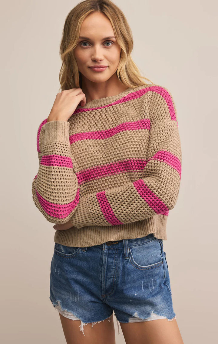 Z Supply: Broadbeach Striped Sweater Biscuit