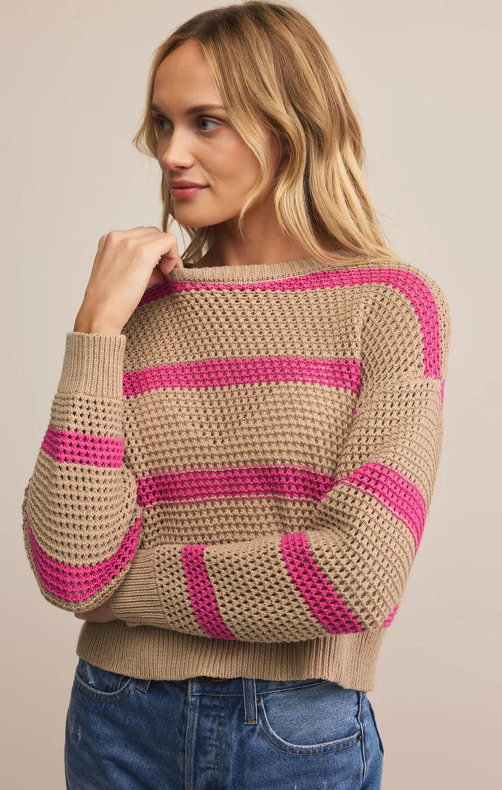 Z Supply: Broadbeach Striped Sweater Biscuit