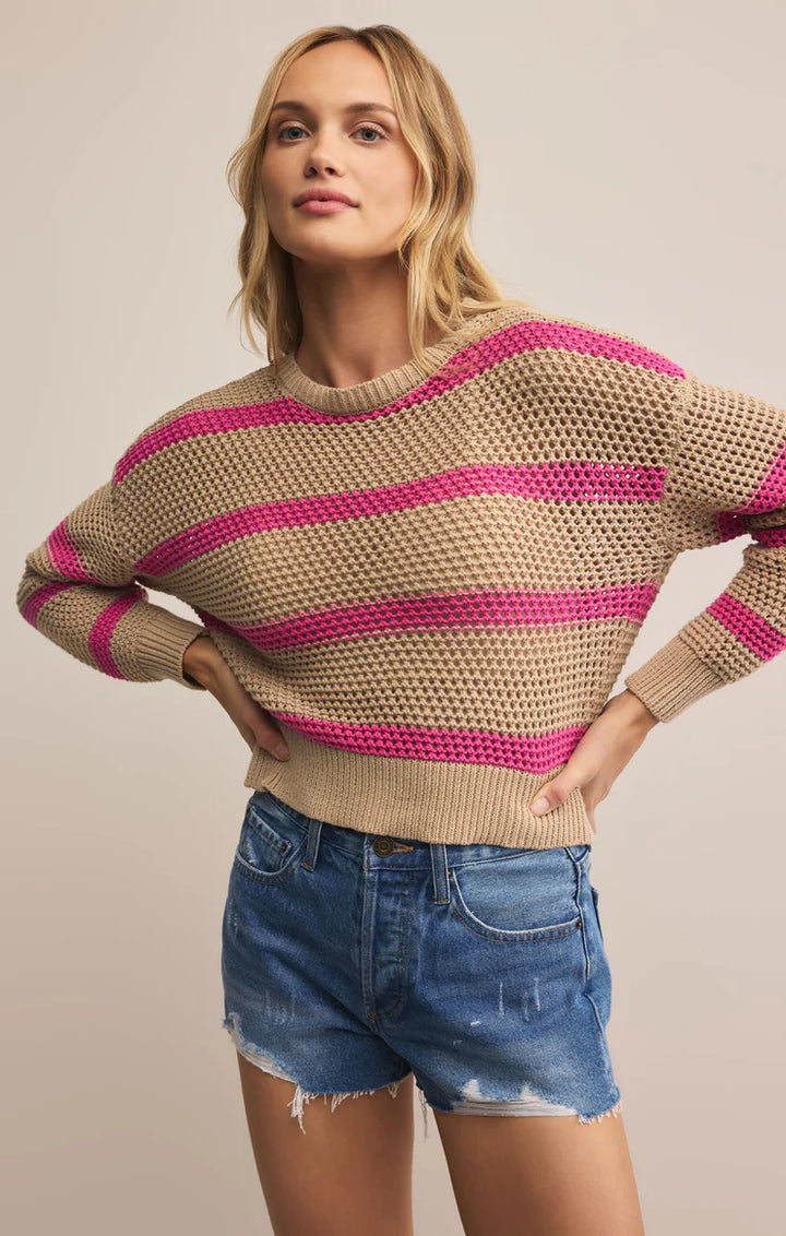 Z Supply: Broadbeach Striped Sweater Biscuit