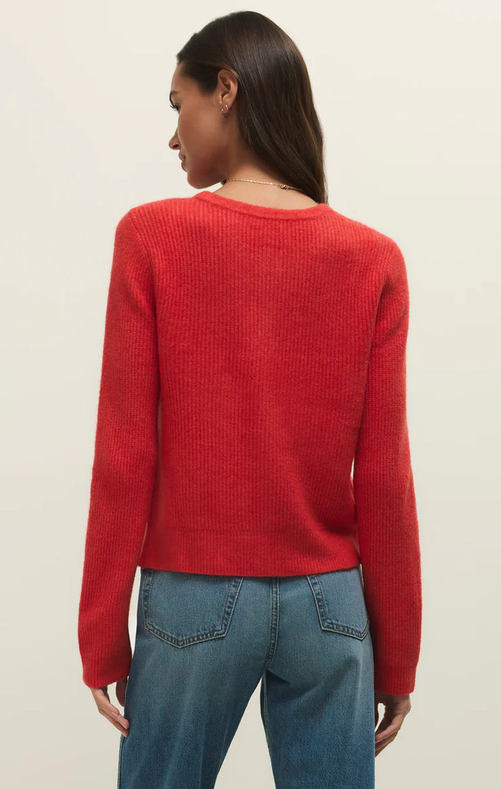 Z Supply: Medina Rib Cardigan - Red Lotus