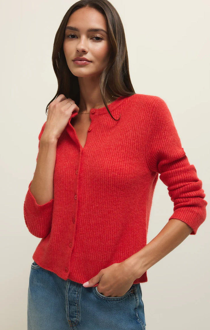 Z Supply: Medina Rib Cardigan - Red Lotus