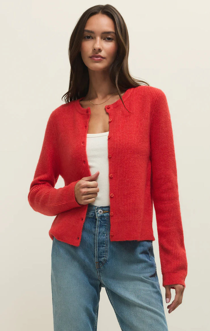 Z Supply: Medina Rib Cardigan - Red Lotus