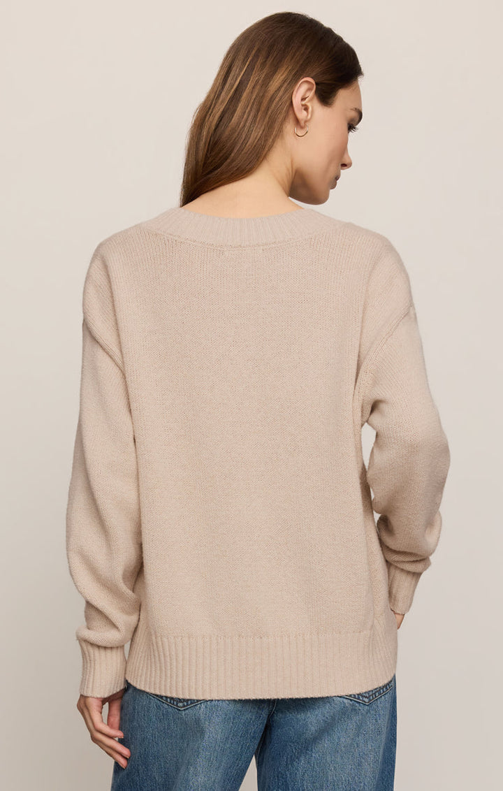 Z Supply:  Cloud Spun V-Neck Sweater - Frosted Pearl