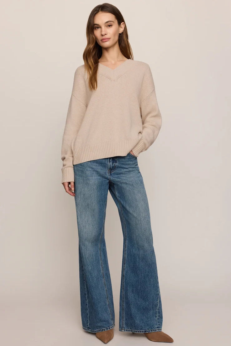 Z Supply:  Cloud Spun V-Neck Sweater - Frosted Pearl