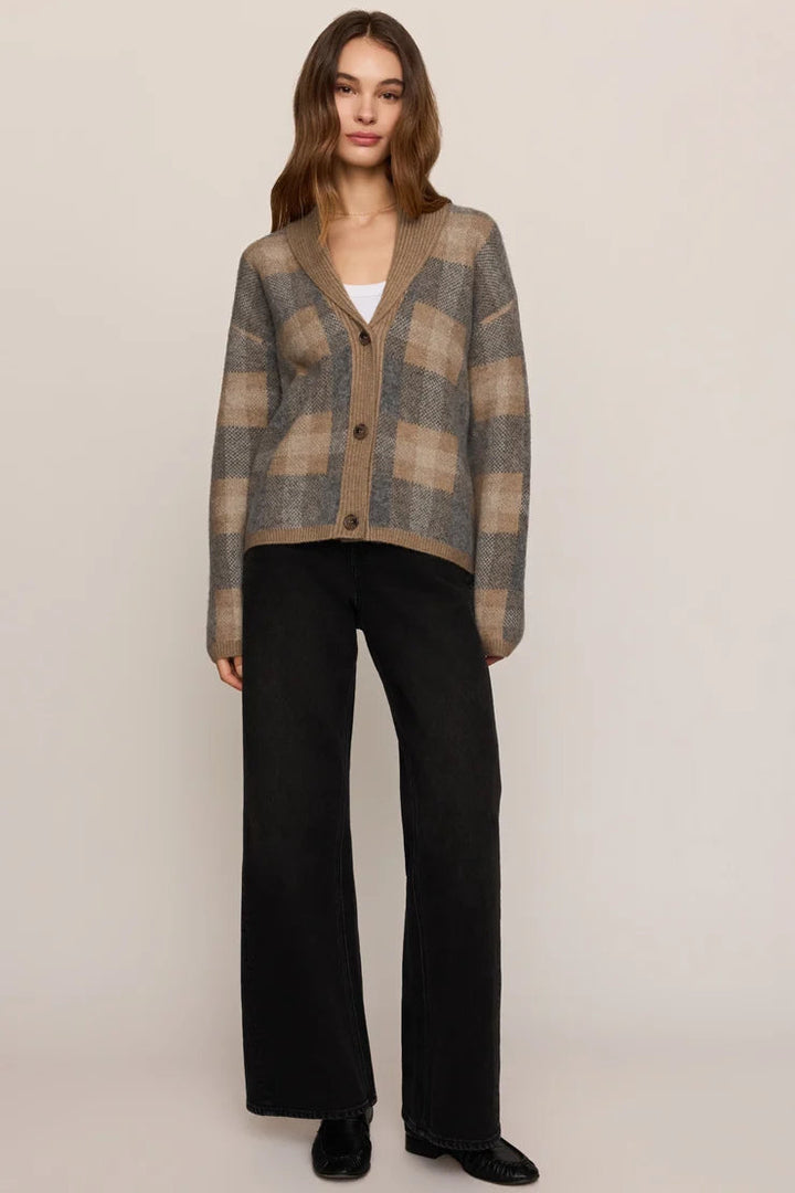 Z Supply: Ludlow Plaid Cardigan Classic - Heather Grey