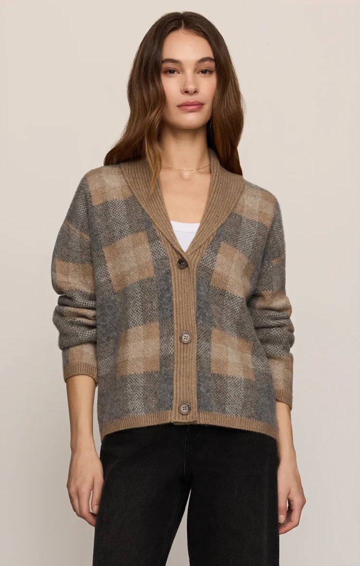 Z Supply: Ludlow Plaid Cardigan Classic - Heather Grey
