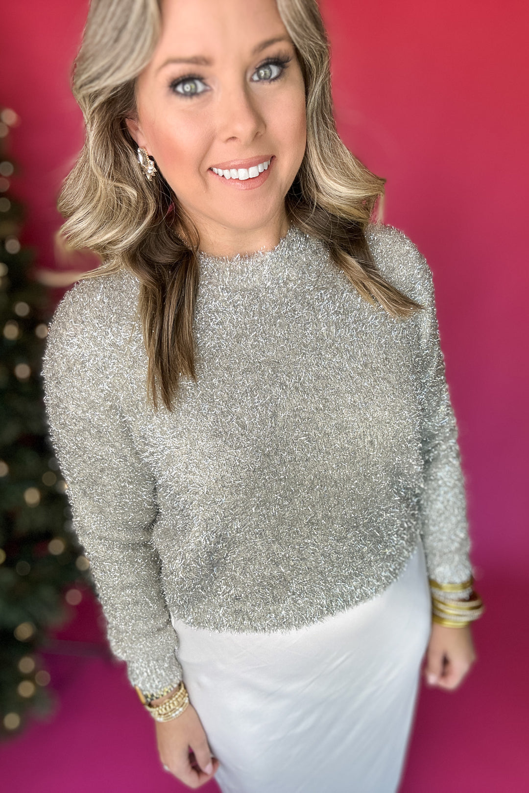 Z Supply: Tinseltown Cropped Sweater- Silver