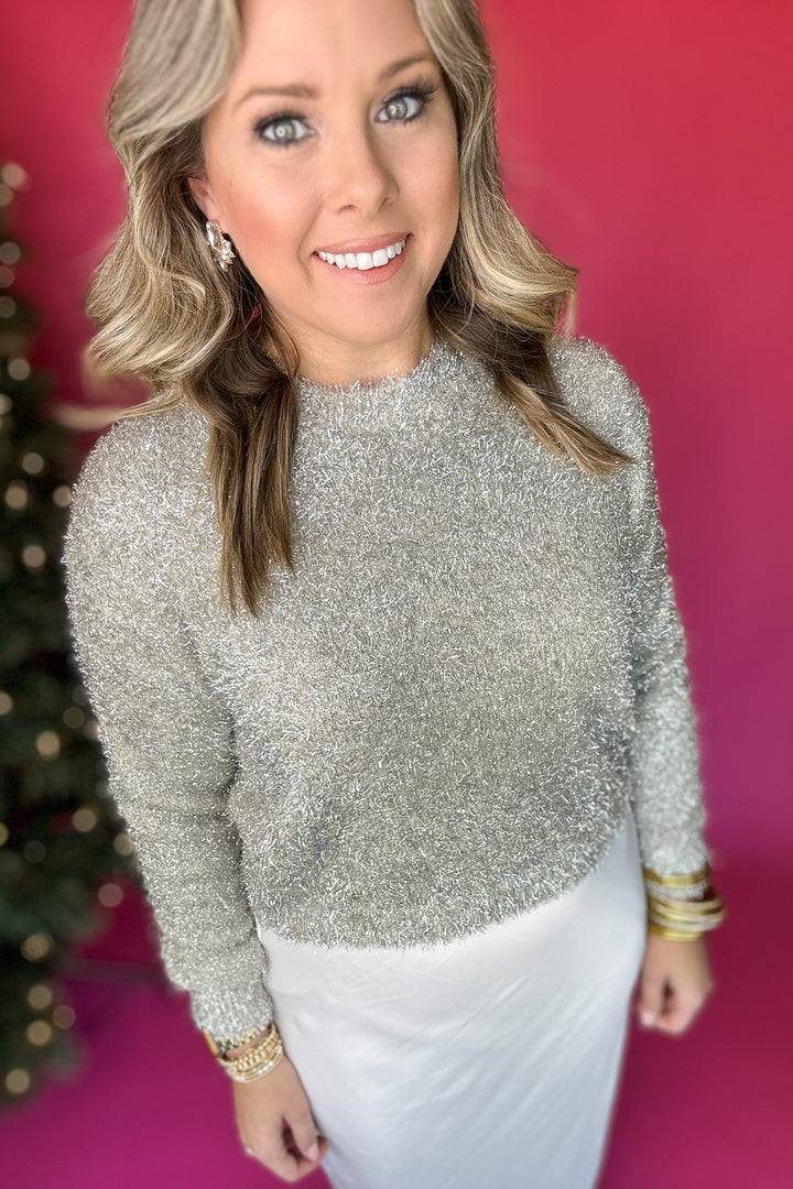 Z Supply: Tinseltown Cropped Sweater- Silver