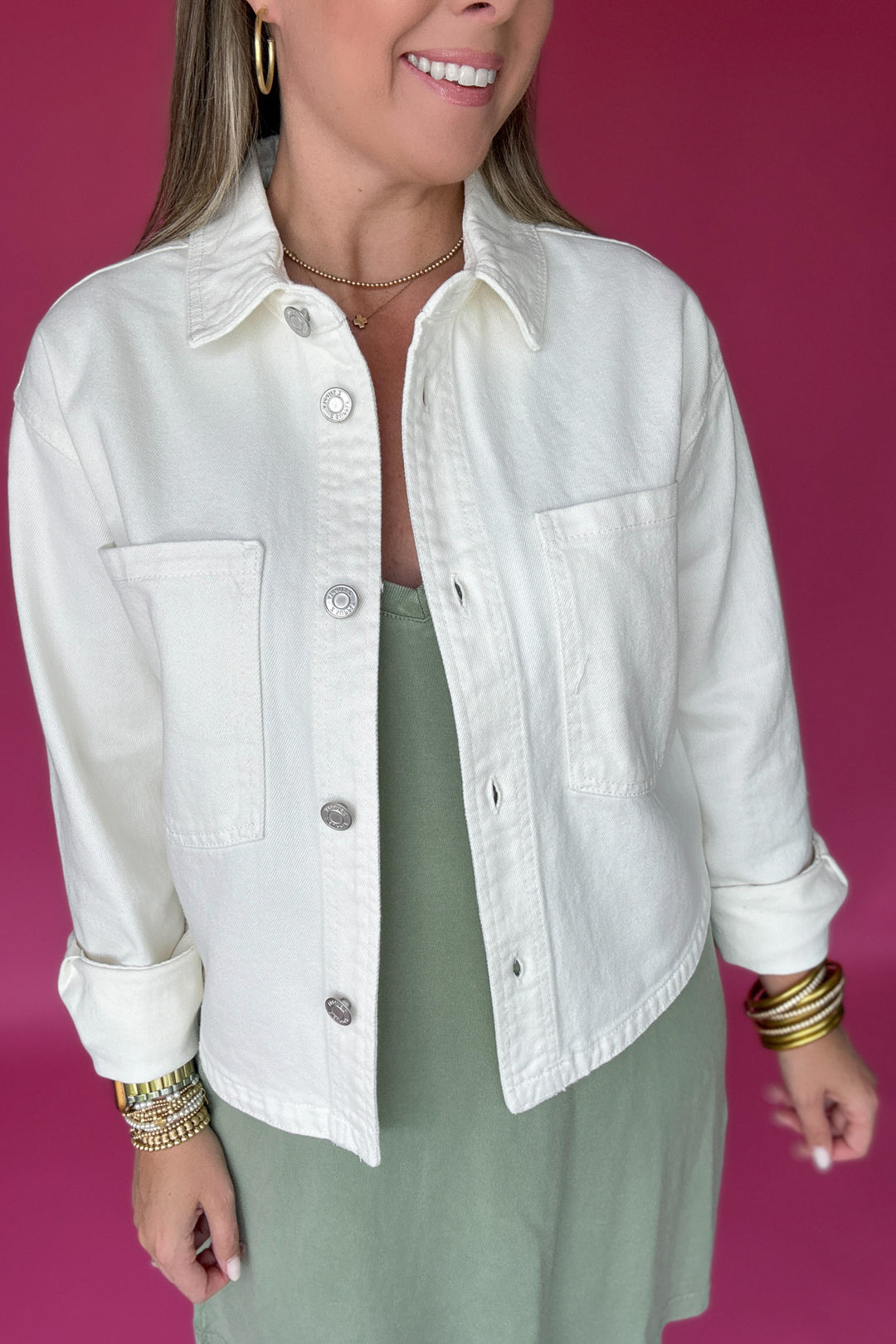 Z Supply: All Day Cropped Knit Denim Jacket -Off White