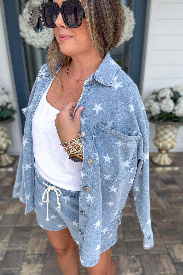 Z Supply: All Day Knit Star Jacket -  Ocean Air Indigo