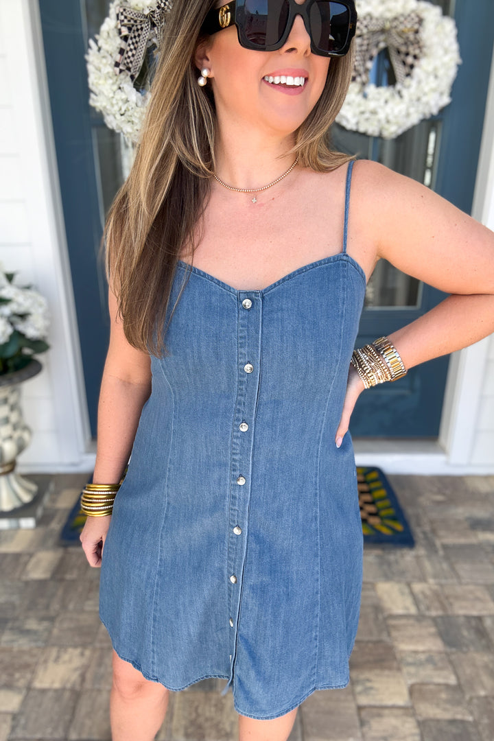 Z Supply: Angel Eyes Denim Mini Dress - Medium Indigo