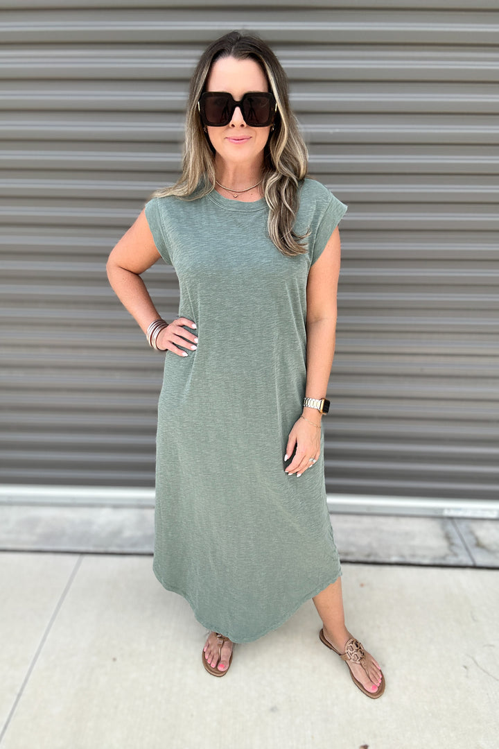 Z Supply: Calabasas Midi Dress Hunter Green
