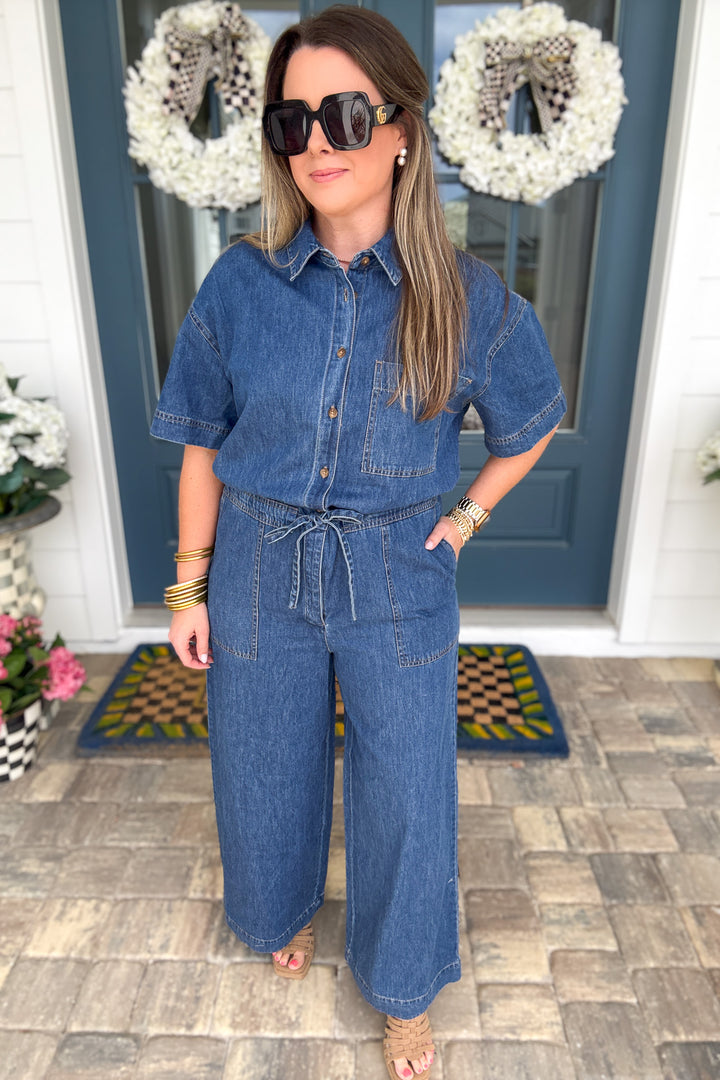 Z Supply: Elsie Denim Jumpsuit-  Deep Water