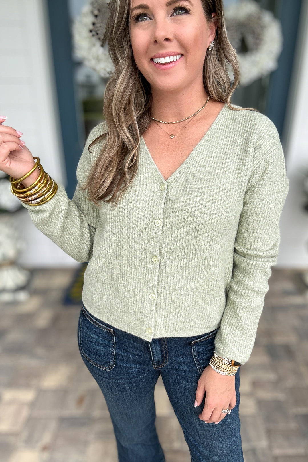 Z Supply: Emile V-Neck Cardigan - Bay Leaf