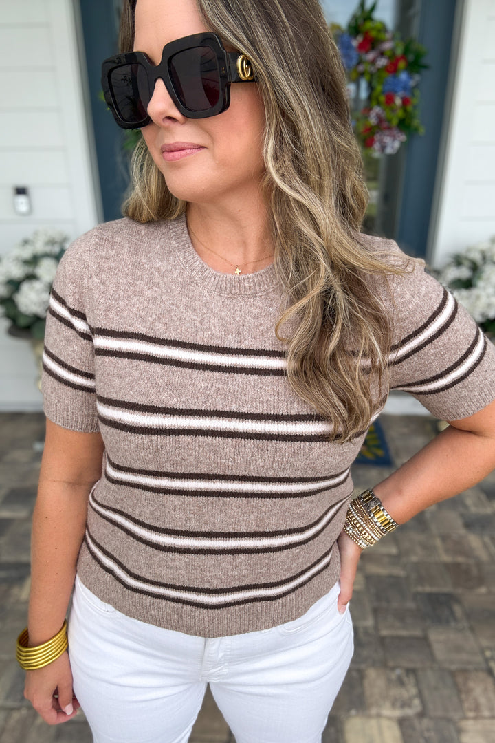 Z Supply: Gatewood Stripe Sweater Tee - Heather Ash