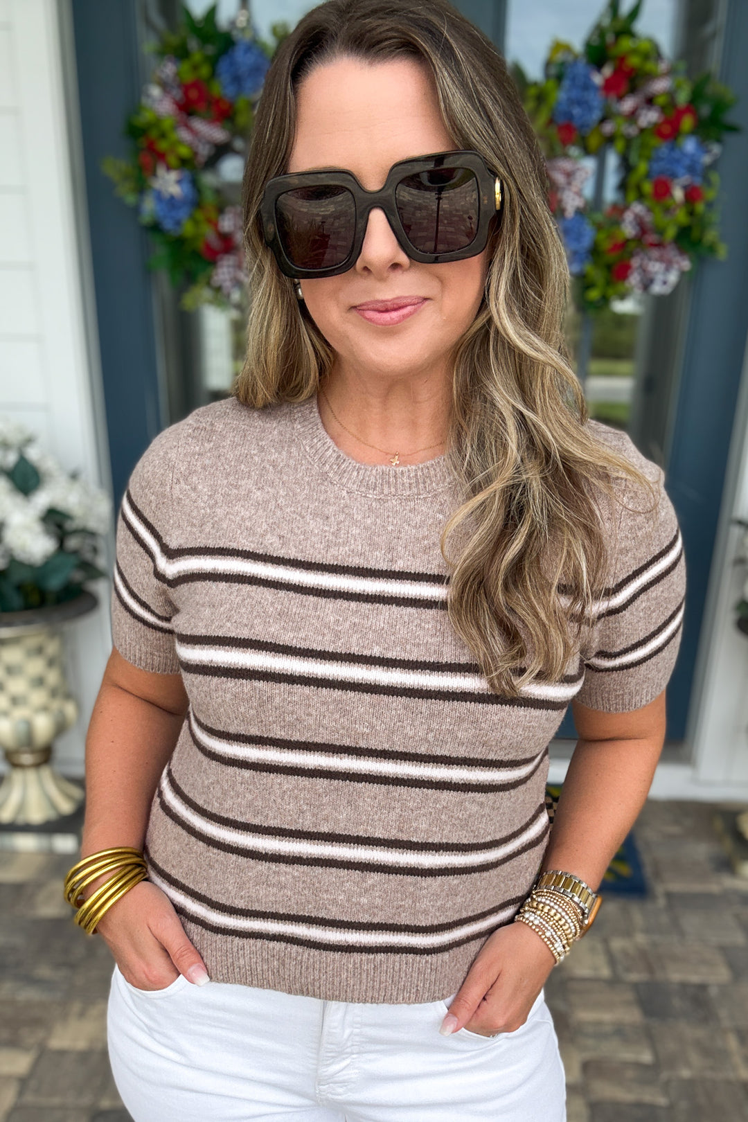Z Supply: Gatewood Stripe Sweater Tee - Heather Ash