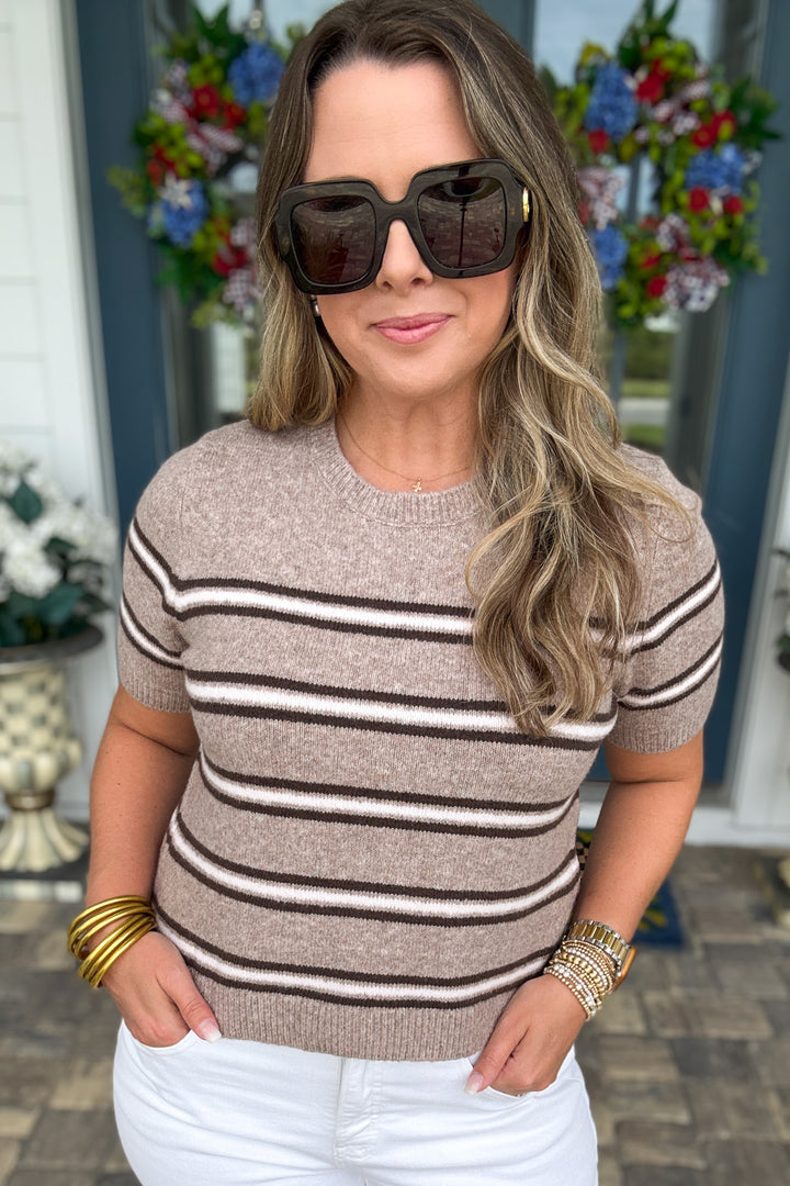 Z Supply: Gatewood Stripe Sweater Tee - Heather Ash