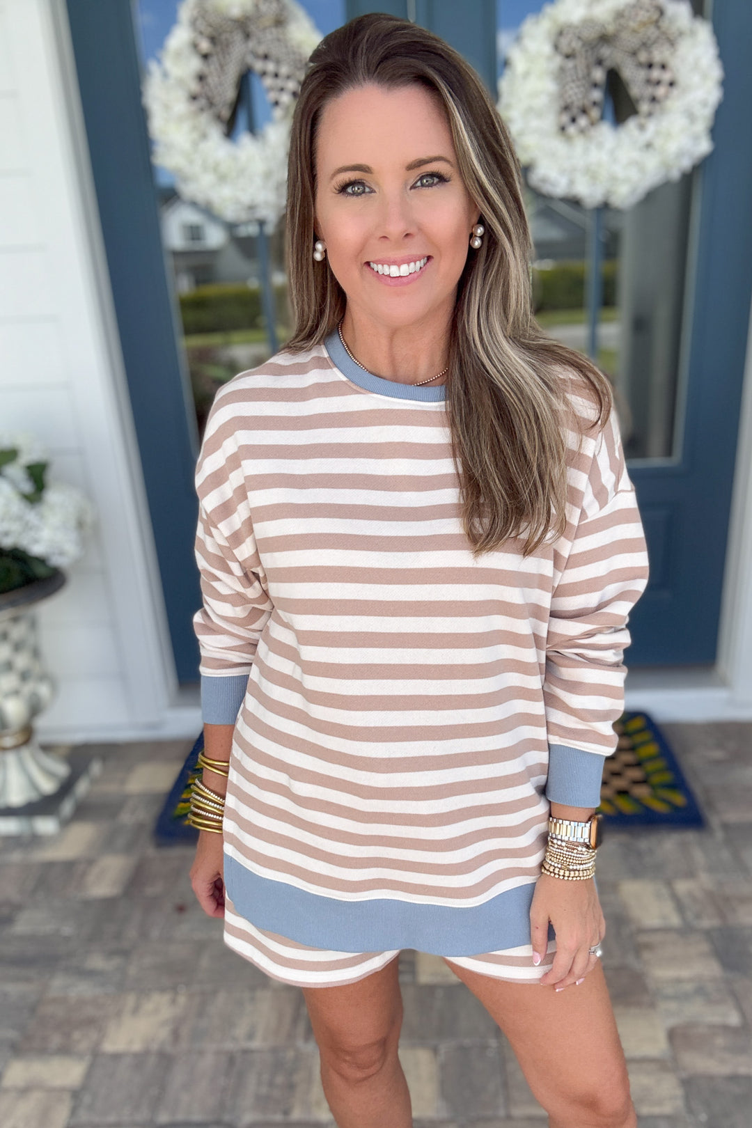 Z Supply: Layer Up Stripe Sweatshirt Evening Sand