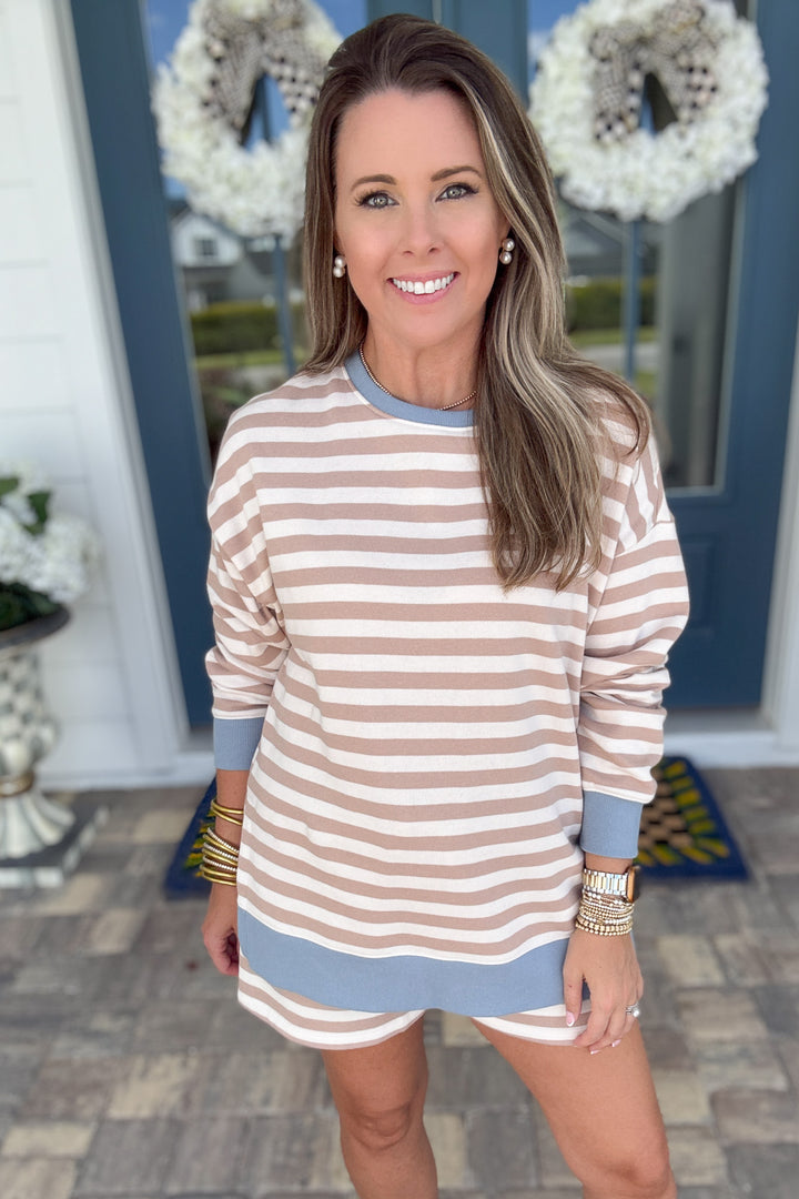 Z Supply: Layer Up Stripe Sweatshirt Evening Sand