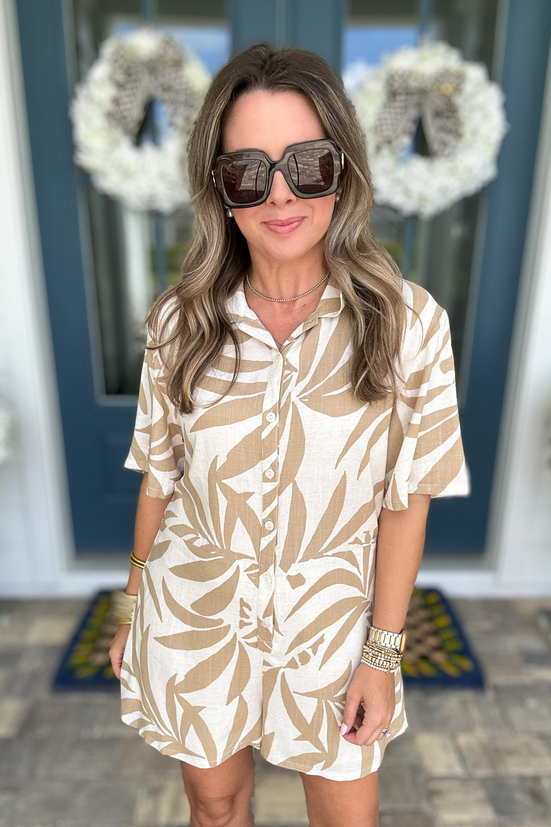 Z Supply: Marcell Palm Button Up Romper