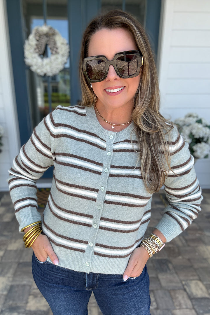 Z Supply: Medina Stripe Cardigan - Aqua Cloud