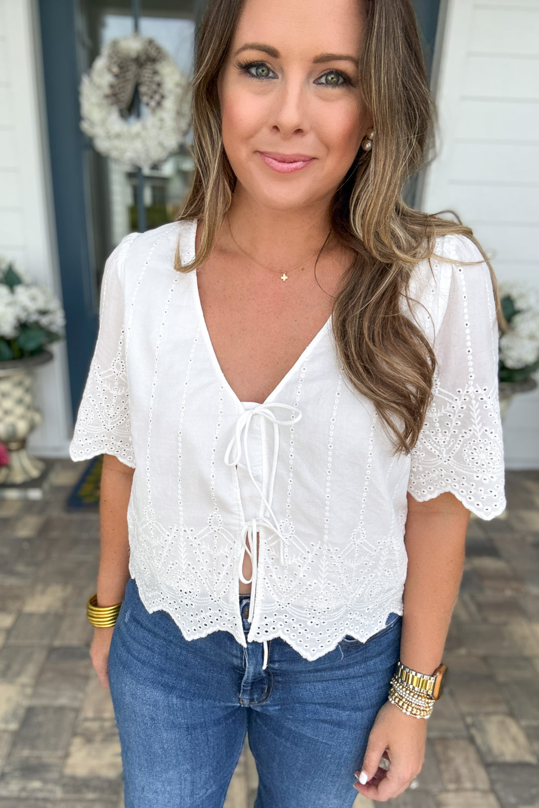 Z Supply: Oceanside Embroidered Top -  White