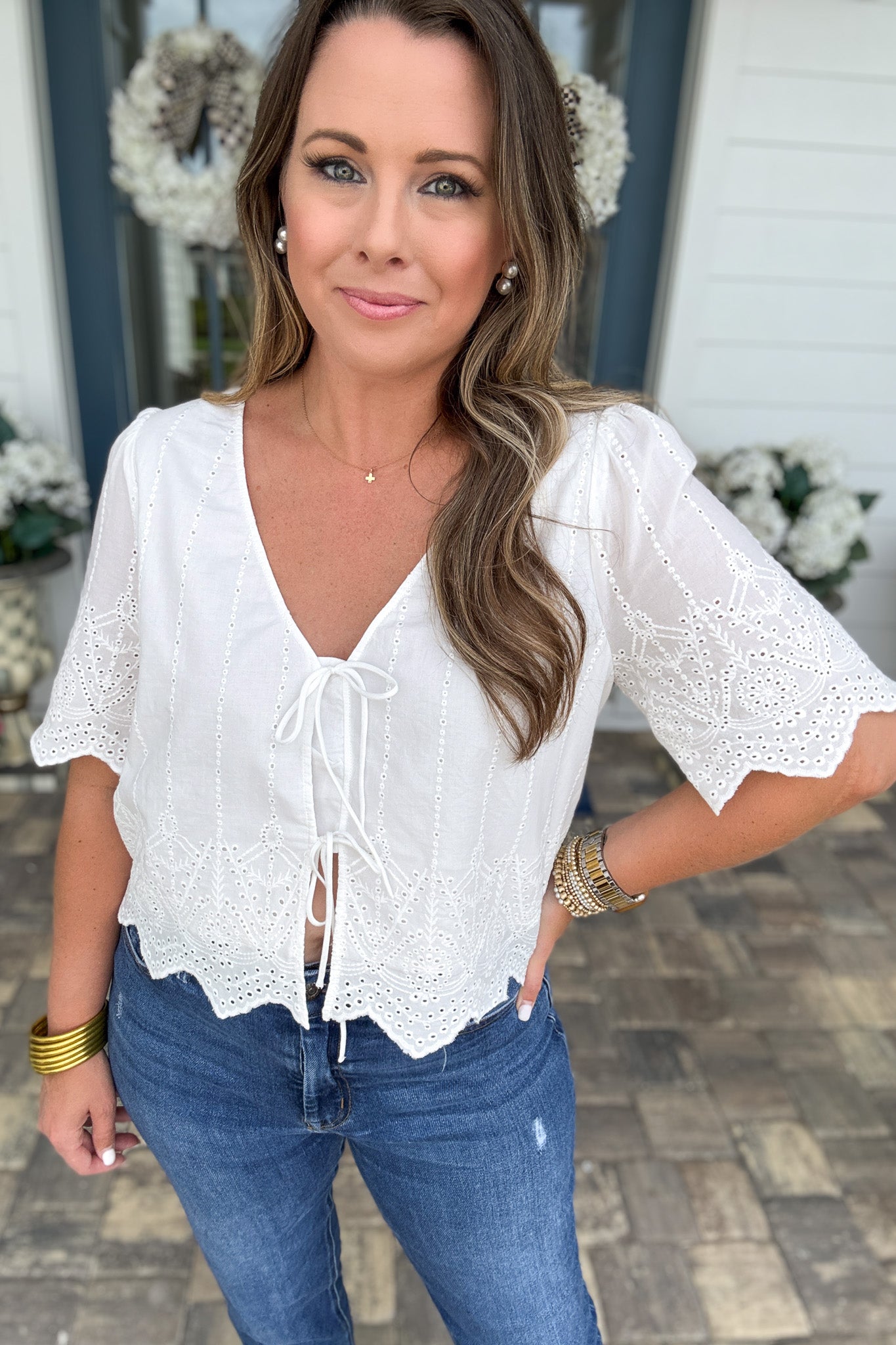 Z Supply: Oceanside Embroidered Top - White – B Social Boutique