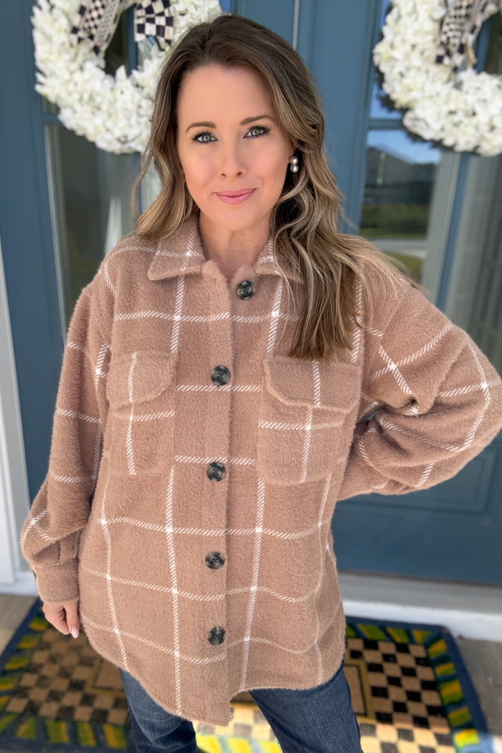 Z Supply: Plaid Tucker Jacket - Heather Taupe