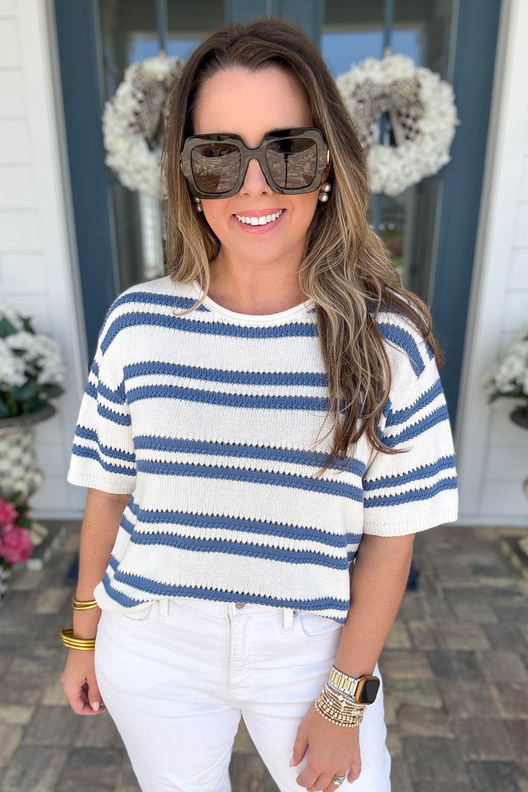 Z Supply: Prado Stripe Sweater Tee - Lake Blue